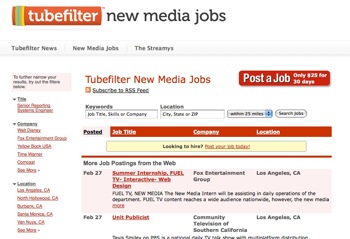 Tubefilter New Media Job Board