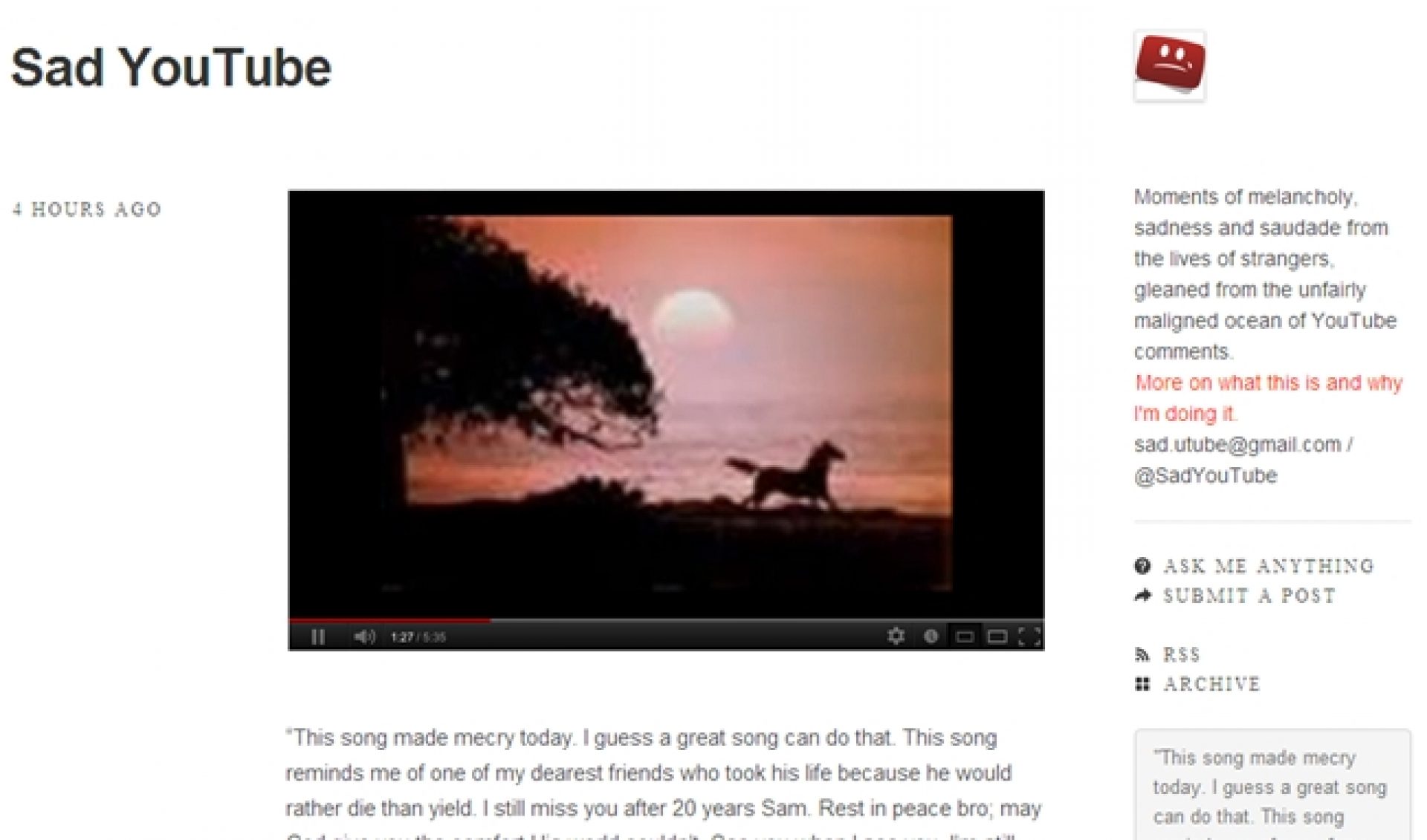 Explore The Depths Of Depressing Comments With The ‘Sad YouTube’ Blog