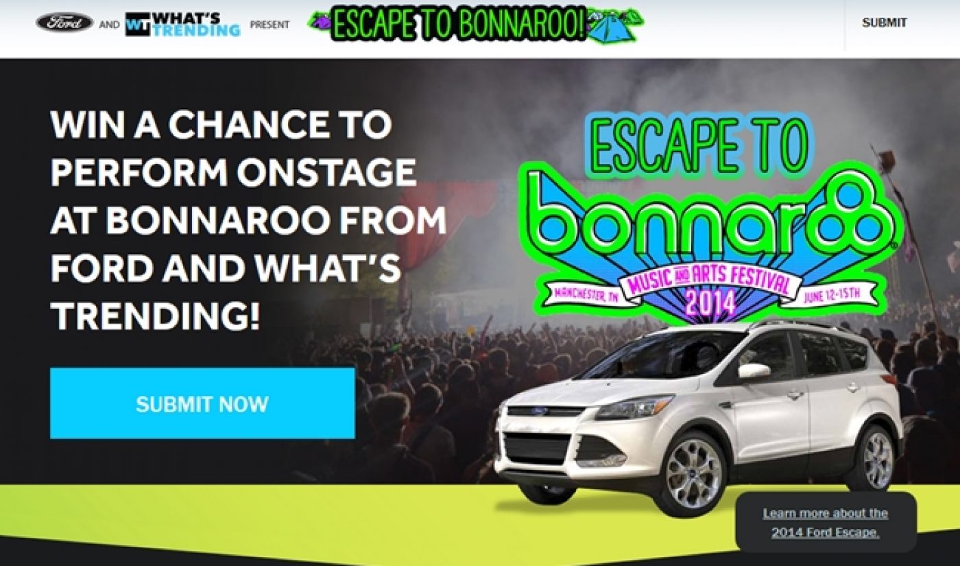 What’s Trending And Ford Offering Chance To Perform At Bonnaroo
