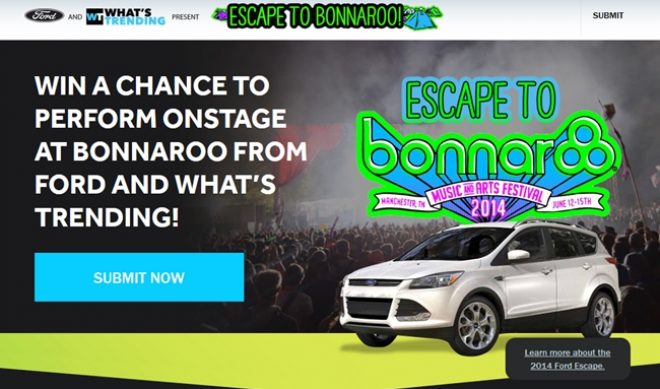What’s Trending And Ford Offering Chance To Perform At Bonnaroo