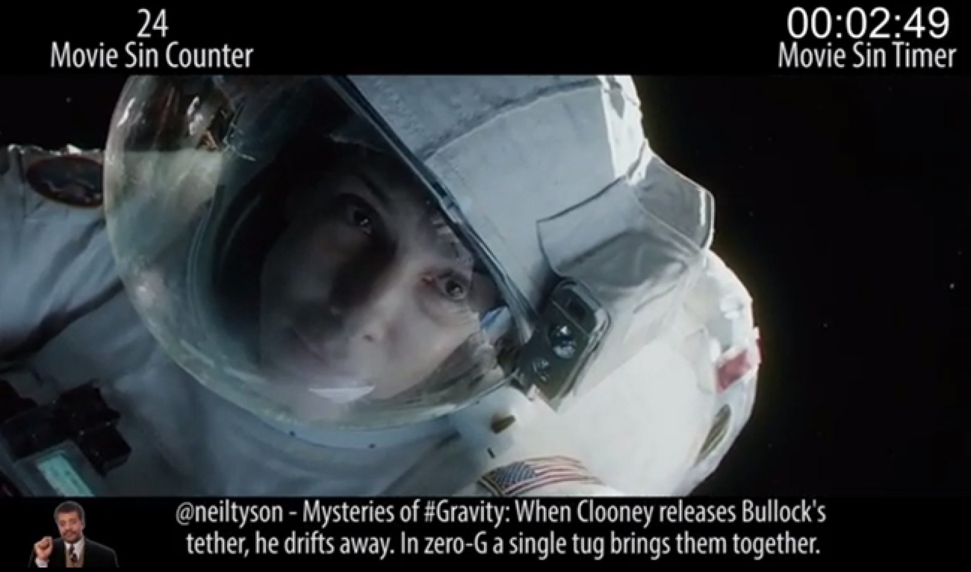 Guest Narrator Neil deGrasse Tyson Counts ‘Cinema Sins’ In ‘Gravity’