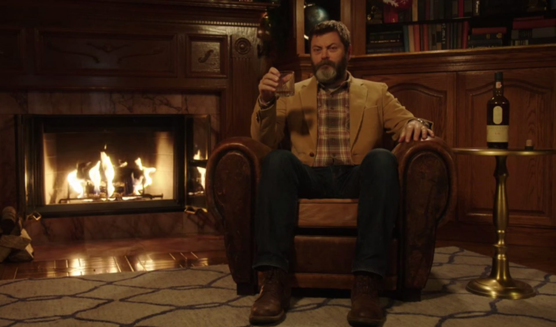 The Internet Is Captivated By Nick Offerman’s Scotch Whisky Yule Log