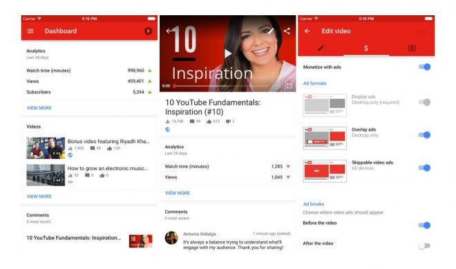 YouTube Refreshes Creator Studio App With Actionable Data And Personalized Tips
