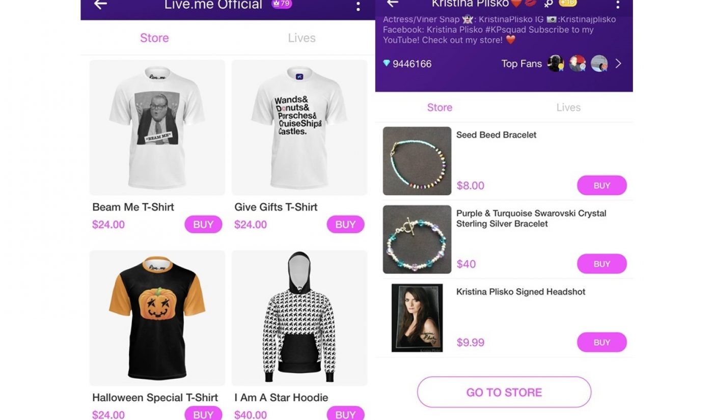 Live Platform Live.me Launches Store For In-Stream Shopping