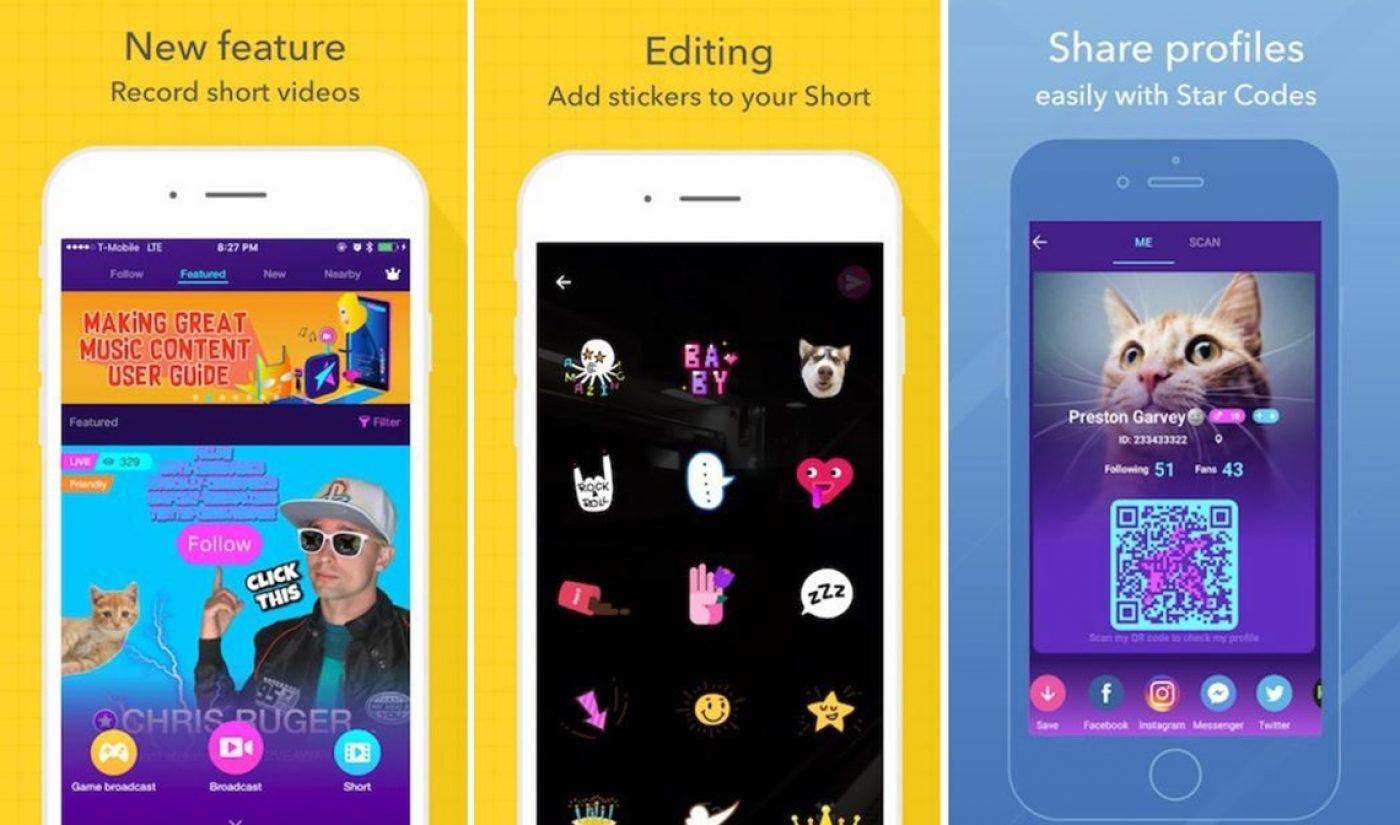 Live.me Adds Ability To Record Vine-Like Clips, Revamps Profile Pages With QR Codes