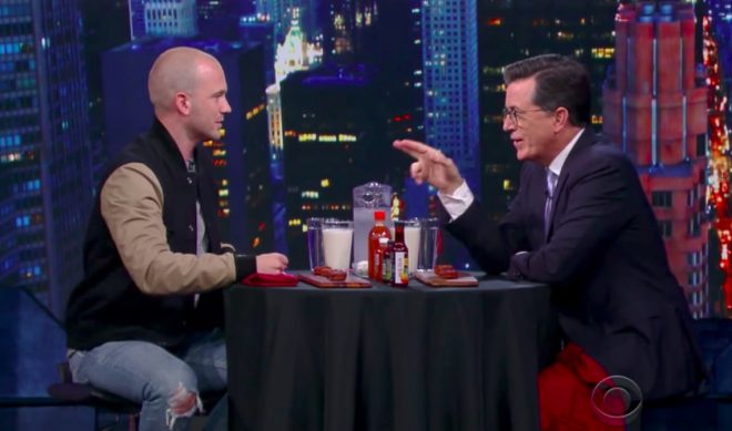 Sean Evans, Host Of The Web Series ‘Hot Ones,’ Interviews Stephen Colbert On ‘The Late Show’