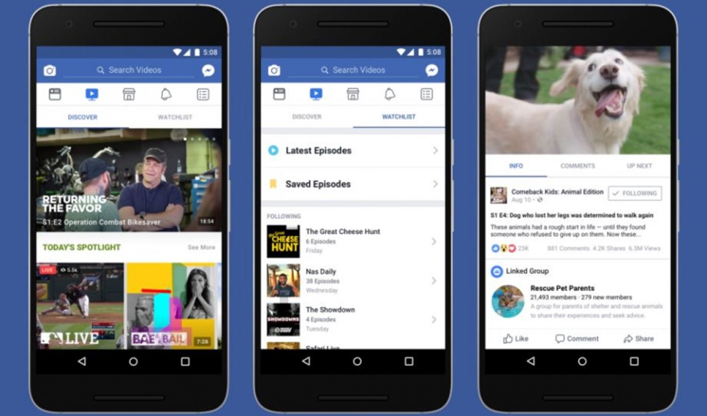 Facebook To Spend $1 Billion On Original Content For ‘Watch’ Through 2018 (Report)