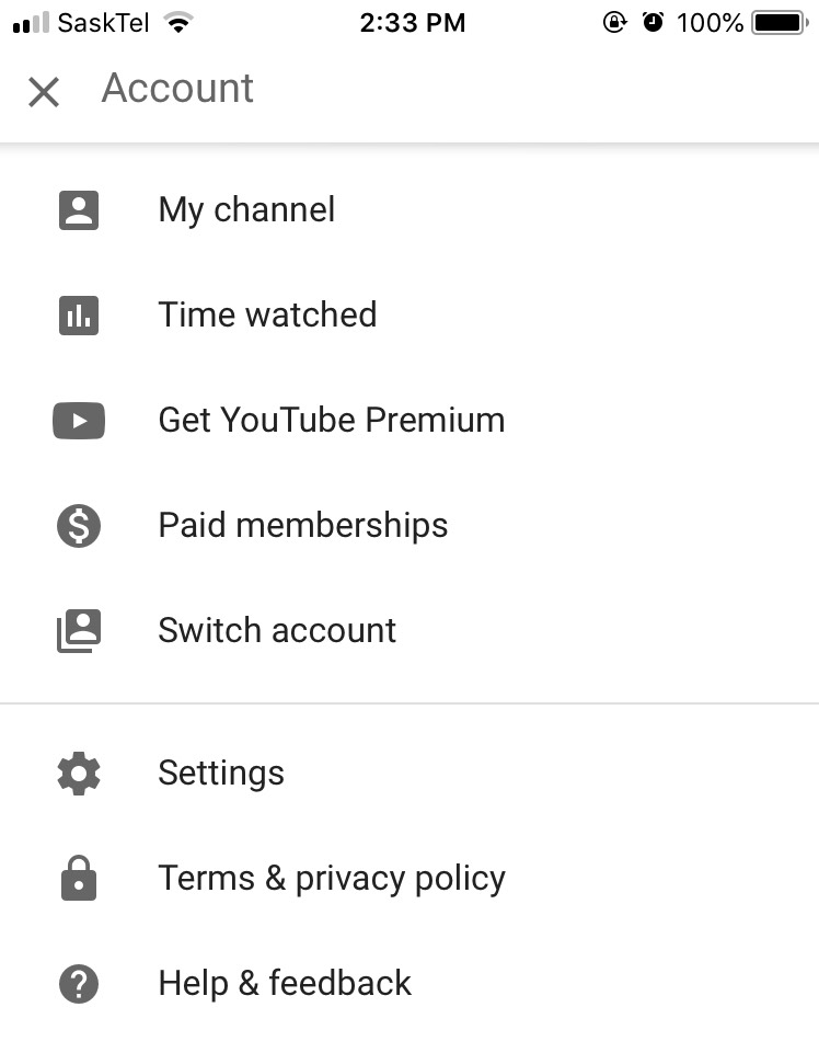 Youtube dashboard setting