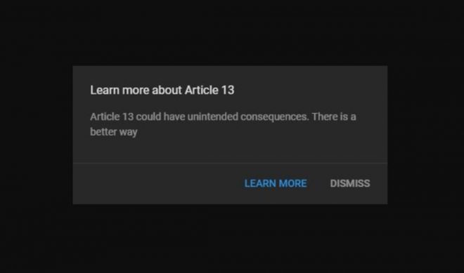 YouTube Is Now Running Pop-Ups To Warn EU Viewers About Article 13