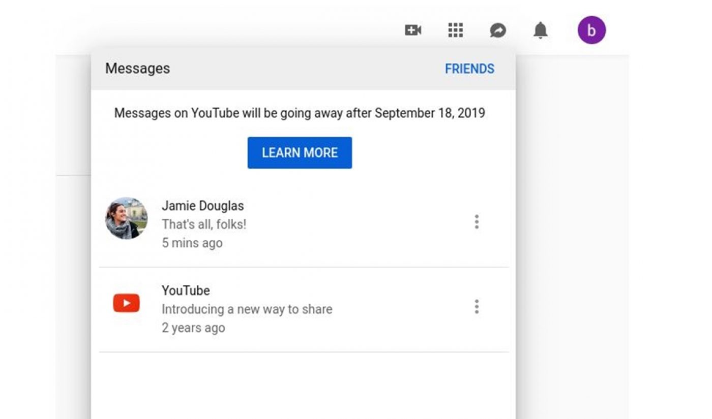 YouTube Is Axing Its Two-Year-Old Direct Messaging Feature In September