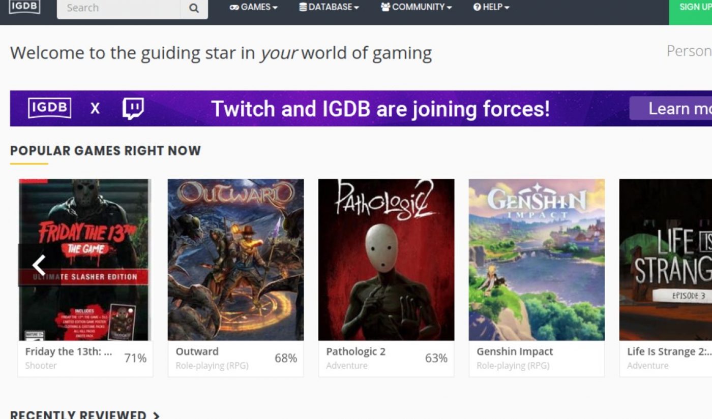 Twitch Acquires ‘Internet Games Database’ (IGDB) To Improve Search Functionality