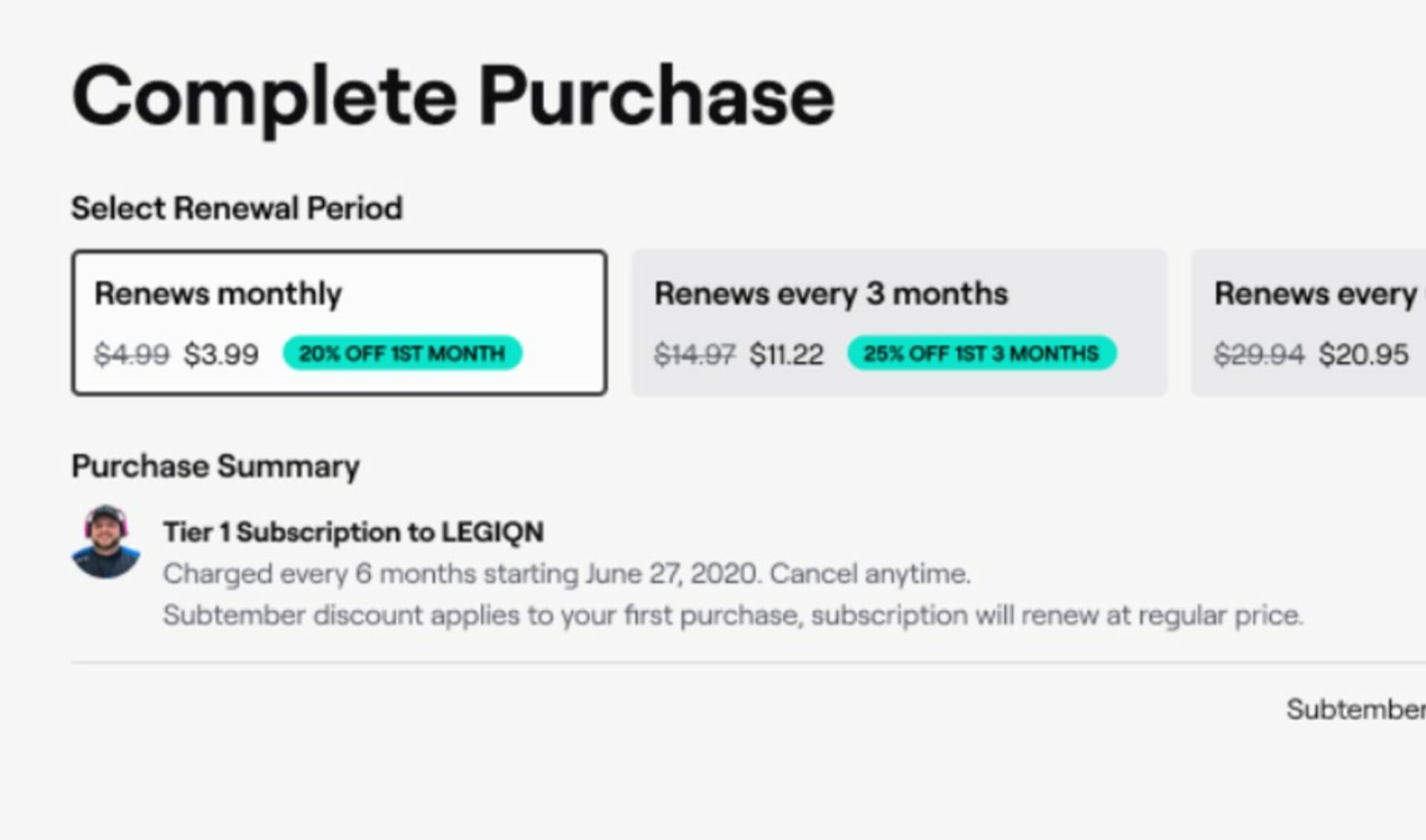 Twitch Is Offering Discounted Recurring Subscriptions Purchased In September