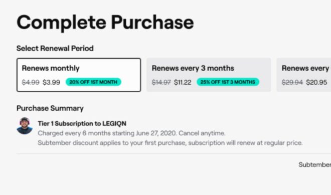 Twitch Is Offering Discounted Recurring Subscriptions Purchased In September