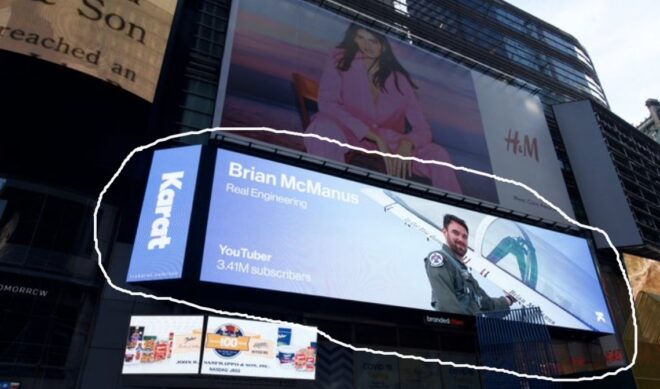 There’s a nifty perk for some Karat cardholders: Their faces on billboards.