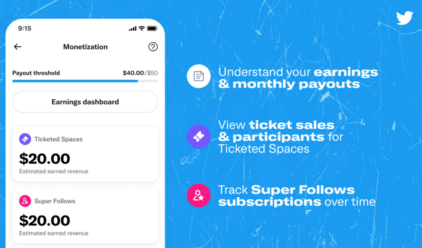 Twitter launches new dashboard to remind creators it has monetization now