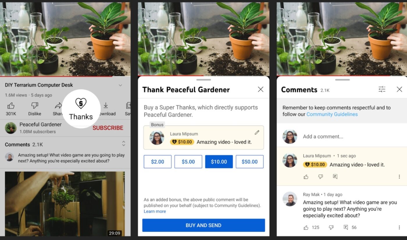 YouTube gives its tip jar feature a wide rollout