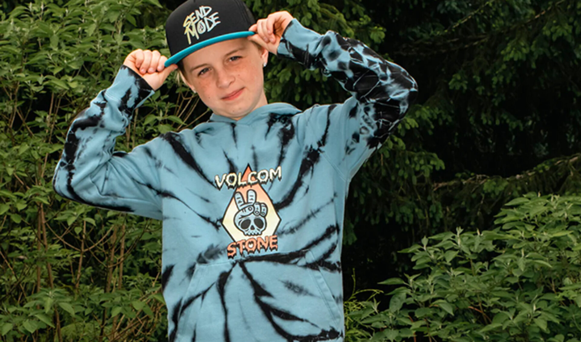 Caiden Cernius goes “Send Mode” with Volcom merch team-up