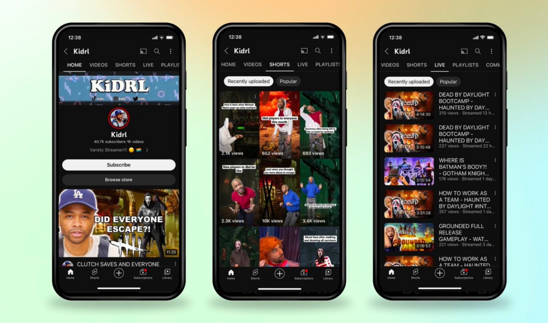 YouTube is splitting long-form videos, Shorts, and live streams into separate tabs