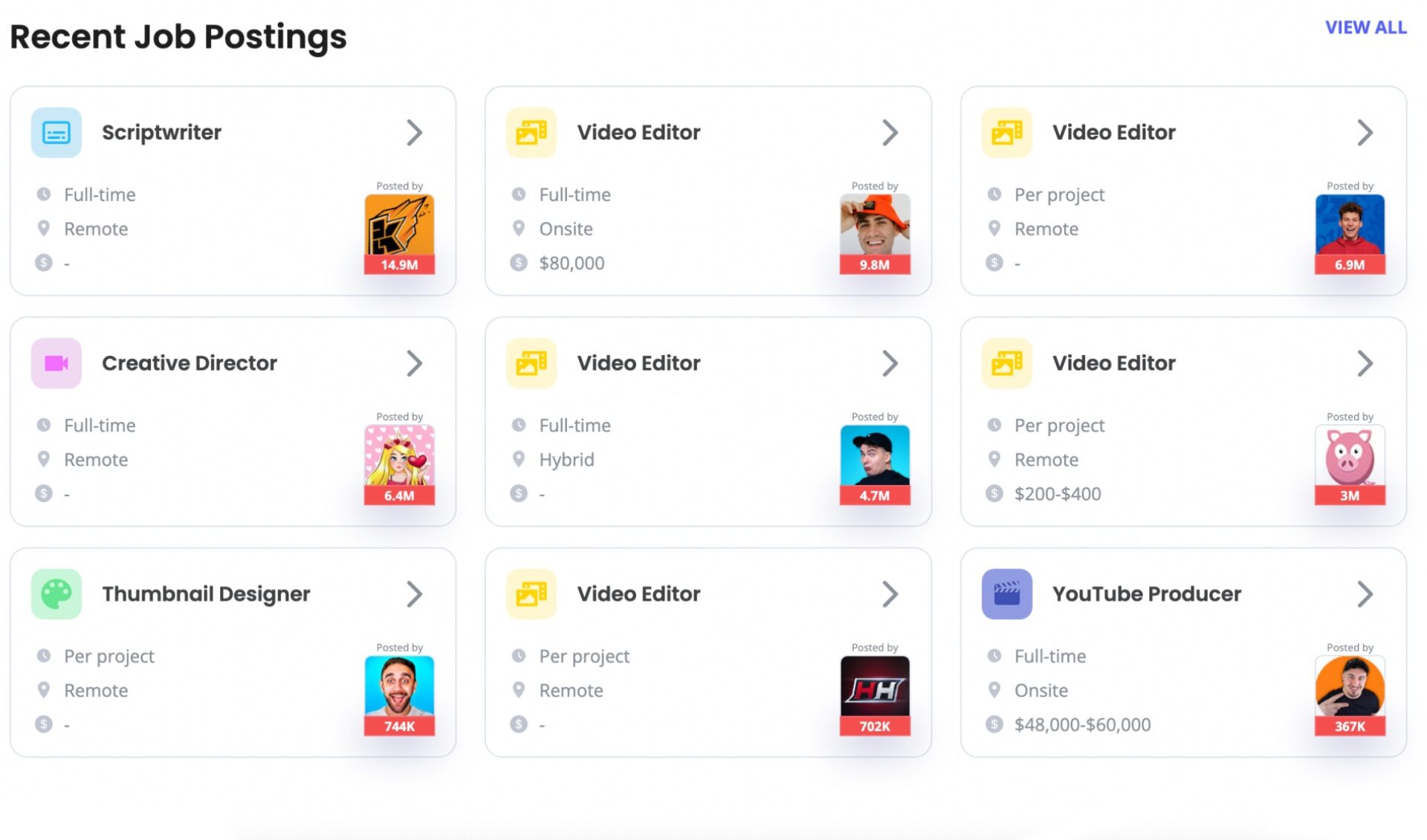 Want to work for creators like Airrack, Jesser, or Sanna? Check out this YouTube-focused job board.