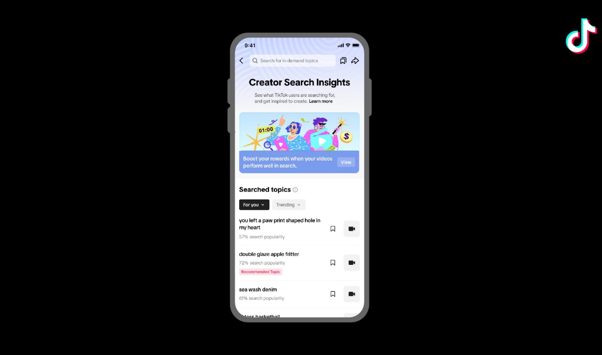 TikTok is helping creators generate ideas by sharing the most-searched topics on the app