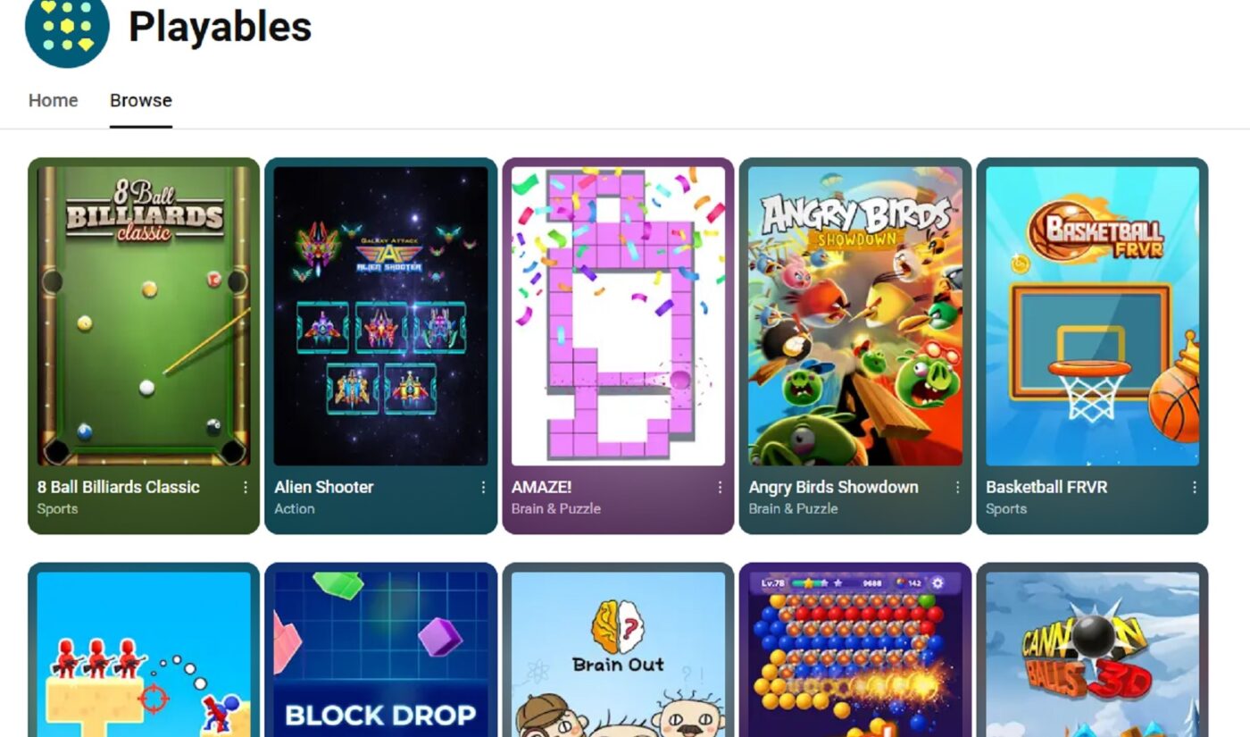 YouTube’s mobile game push Playables is rolling out to all users