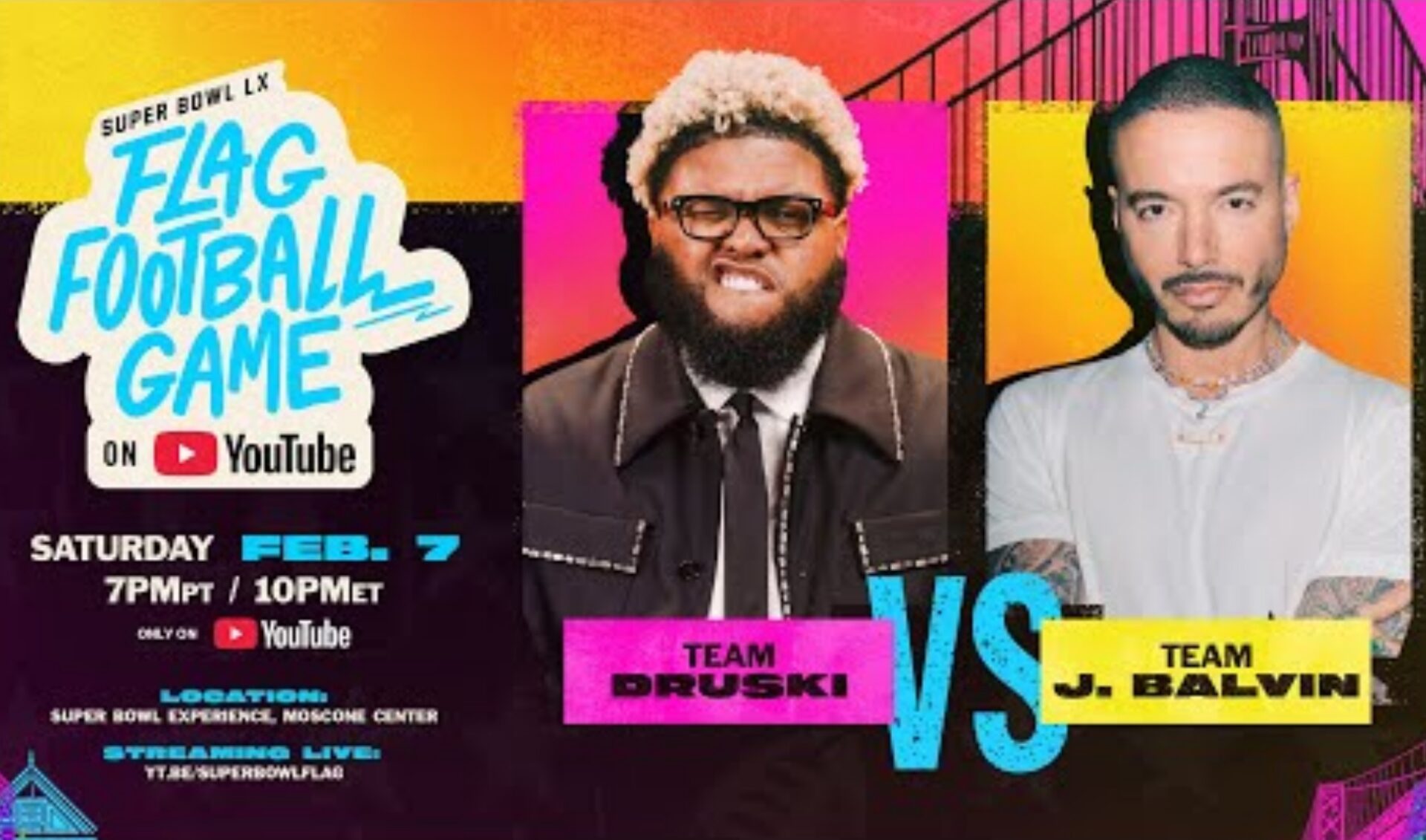 YouTube and the NFL are bringing flag football back to the Super Bowl with team captains Druski, J. Balvin