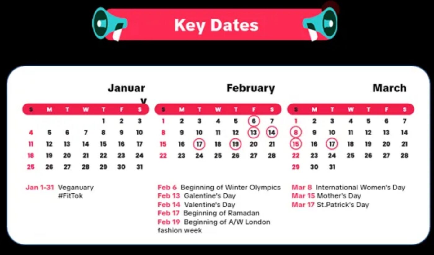 TikTok puts key dates on the calendar to give brands a heads up (and promote its ad products)