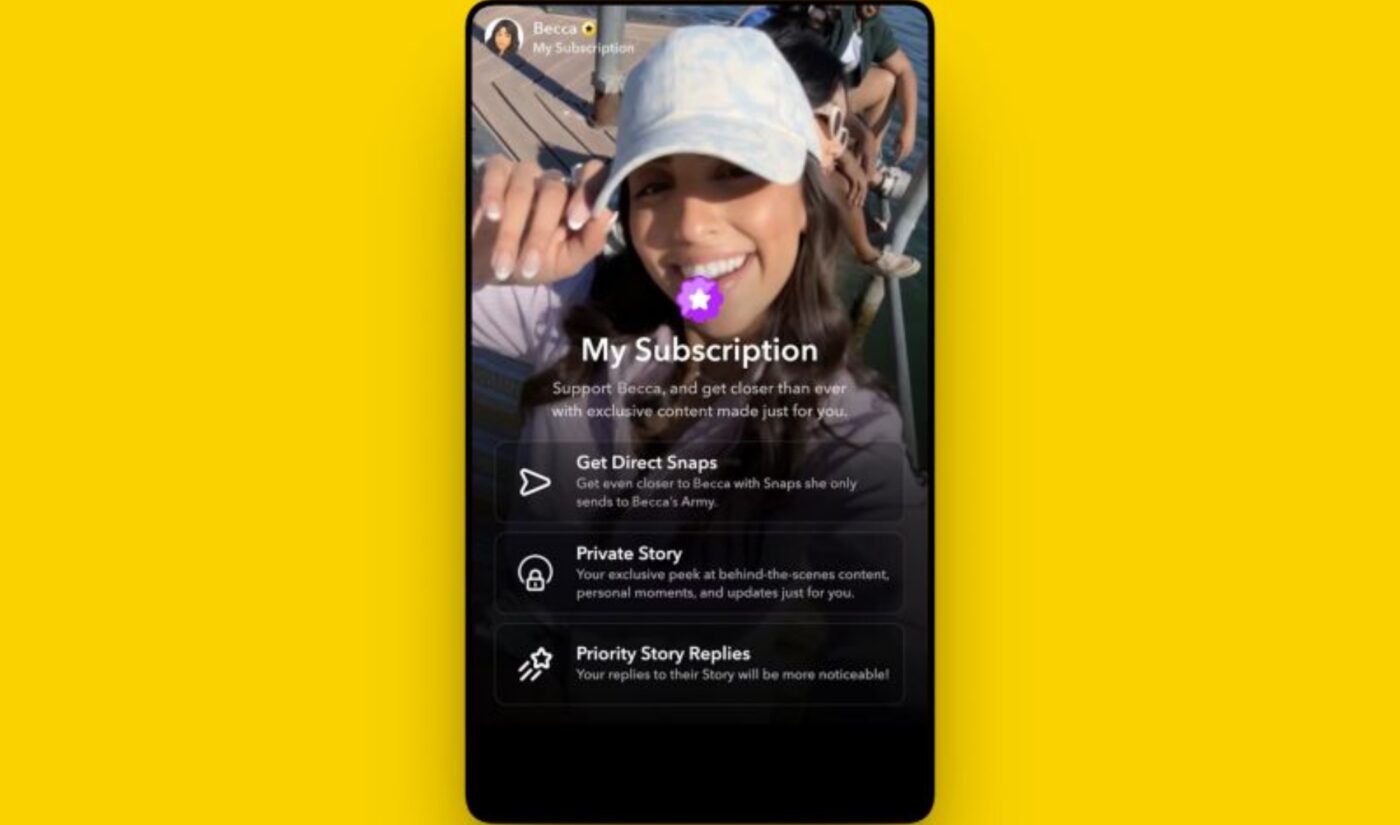 Snapchat pledges to “unlock scalable creator revenue” with new Subscriptions product