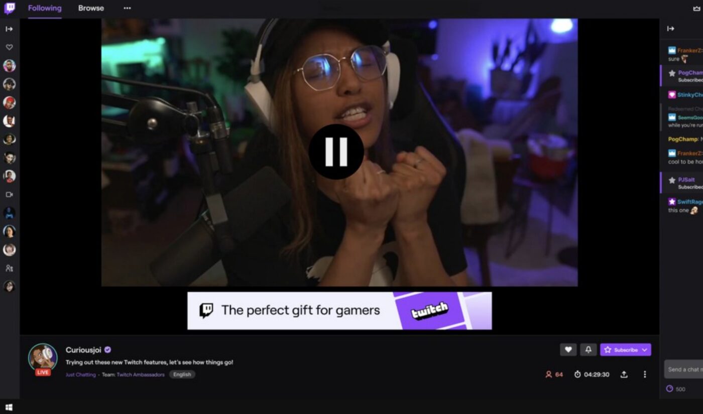 Ad breaks during your breaks: Twitch is testing pause ads