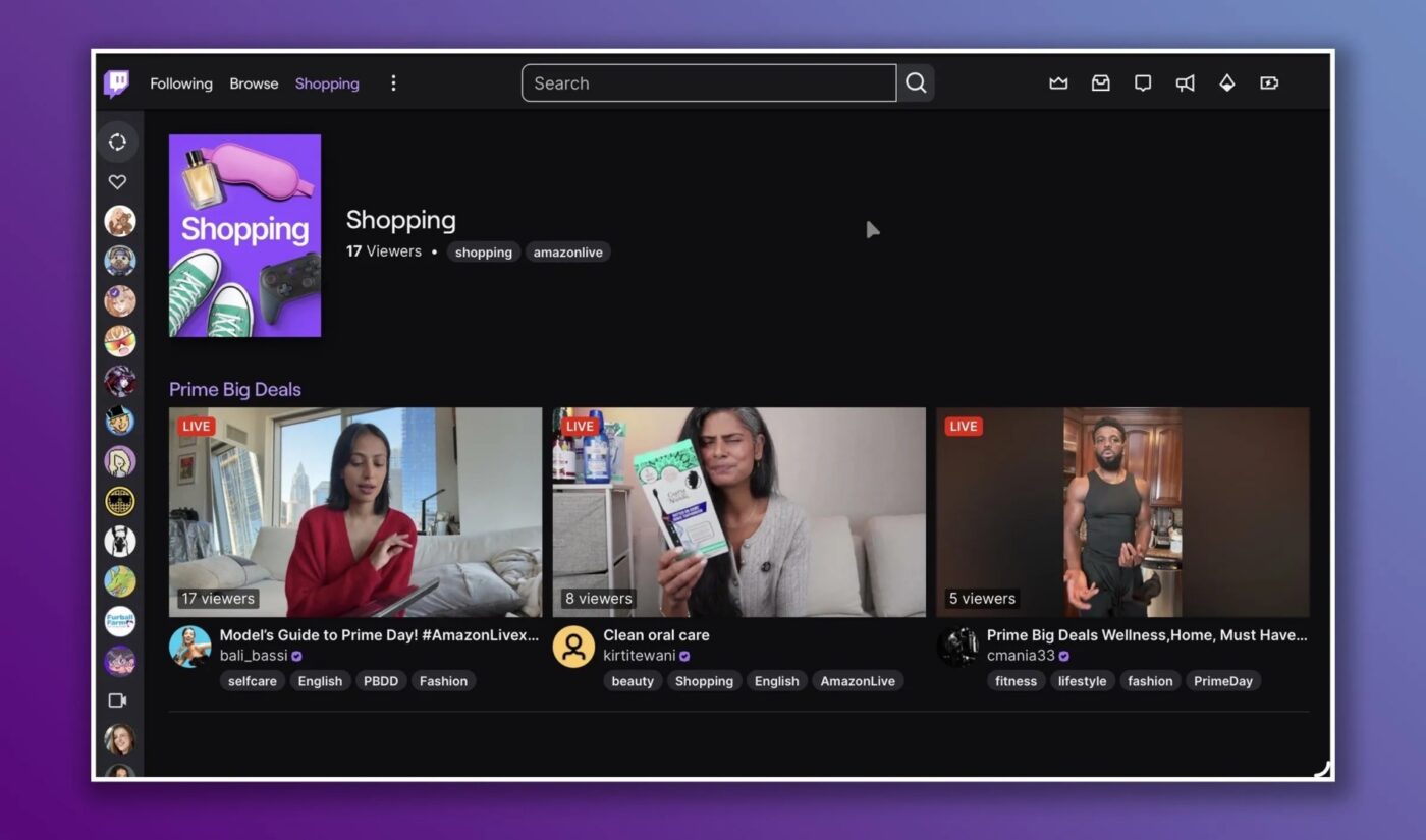 Twitch has streaming deals in its new Shopping category